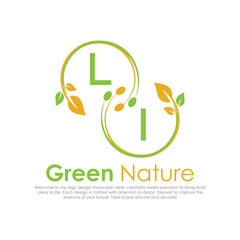 Fototapeta premium initial monogram logo for Green nature With circle shape creative design.