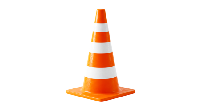 Orange traffic cone safety cone construction cone road cone warning cone hazard cone bright cone isolated
