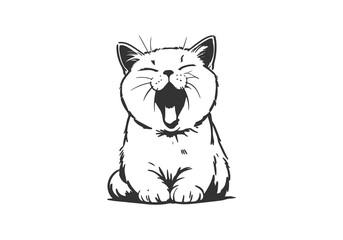 British Shorthair Cat Hand Drawn Illustration Sketch Vector Isolated for Graphic Resource