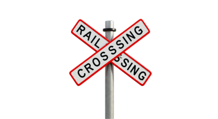 Railroad crossing train track railway safety sign transportation warning caution danger signal crossbuck
