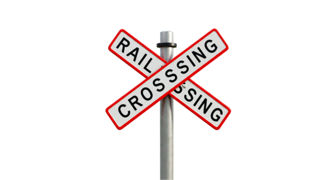 Railroad crossing train track railway safety sign transportation warning caution danger signal crossbuck