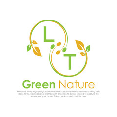 initial monogram logo for Green nature With circle shape creative design.

