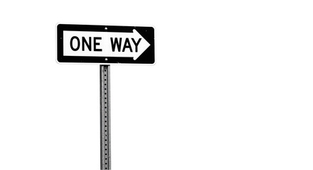 One way direction sign road street travel transportation traffic arrow black white guidance route 100