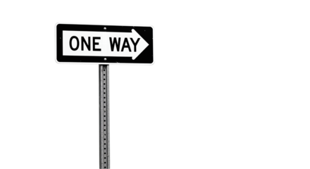 One way direction sign road street travel transportation traffic arrow black white guidance route 100