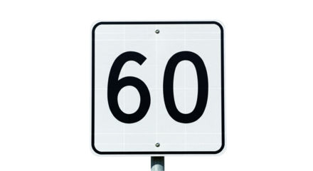 Sixty speed limit sign road highway traffic safety regulation black white travel transportation mph kph zone 60