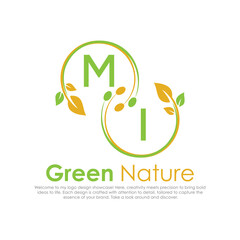initial monogram logo for Green nature With circle shape creative design.

