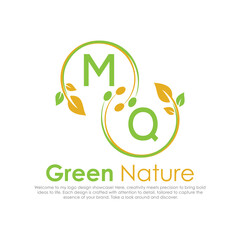 initial monogram logo for Green nature With circle shape creative design.

