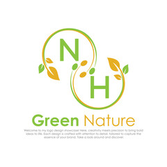 initial monogram logo for Green nature With circle shape creative design.

