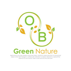 initial monogram logo for Green nature With circle shape creative design.

