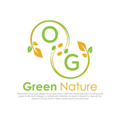 initial monogram logo for Green nature With circle shape creative design.

