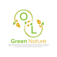 initial monogram logo for Green nature With circle shape creative design.

