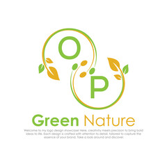 initial monogram logo for Green nature With circle shape creative design.

