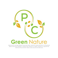 initial monogram logo for Green nature With circle shape creative design.

