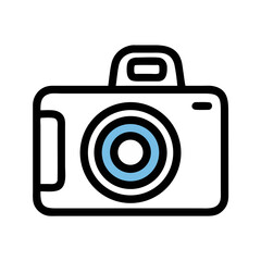 Camera with Circular Lens Icon Design