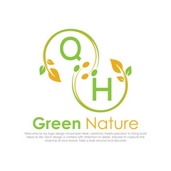 initial monogram logo for Green nature With circle shape creative design.

