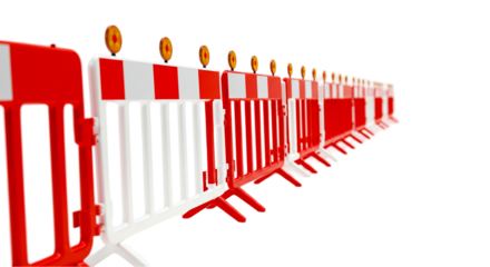 Red white barrier construction safety road work traffic barricade caution warning hazard danger block fence 100