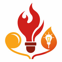 Fire Flame Lamp Light Bulb Logo Vector  Creative Power, Spirit, and Idea Design