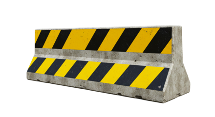 Concrete barrier road safety construction zone block yellow black stripes traffic control barricade divider