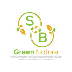 initial monogram logo for Green nature With circle shape creative design.

