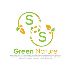 initial monogram logo for Green nature With circle shape creative design.

