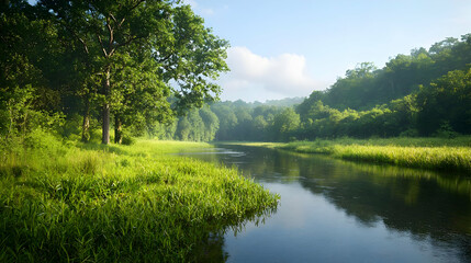 Serene Forest River Scene