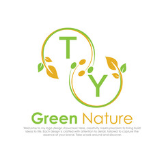 initial monogram logo for Green nature With circle shape creative design.

