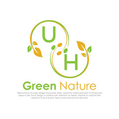 initial monogram logo for Green nature With circle shape creative design.

