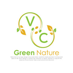 initial monogram logo for Green nature With circle shape creative design.

