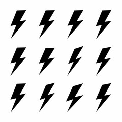 Lightning Bolt Silhouette Vector Bundle Black and White Lightning Bolt Clipart EPS Illustration