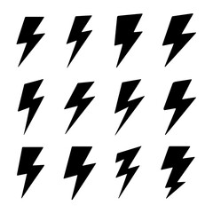 Lightning Bolt Silhouette Vector Bundle Black and White Lightning Bolt Clipart EPS Illustration