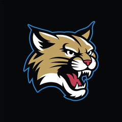 Head of a mascot of a predatory growling puma.vector illustration