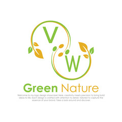 initial monogram logo for Green nature With circle shape creative design.