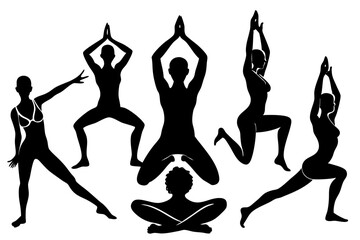 Minimalist line art yoga illustration featuring graceful poses and meditative figures. Perfect for wellness branding, yoga studio logos, meditation guides, health and fitness content, spiritual artwor