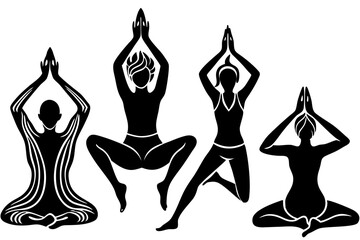 Minimalist line art yoga illustration featuring graceful poses and meditative figures. Perfect for wellness branding, yoga studio logos, meditation guides, health and fitness content, spiritual artwor