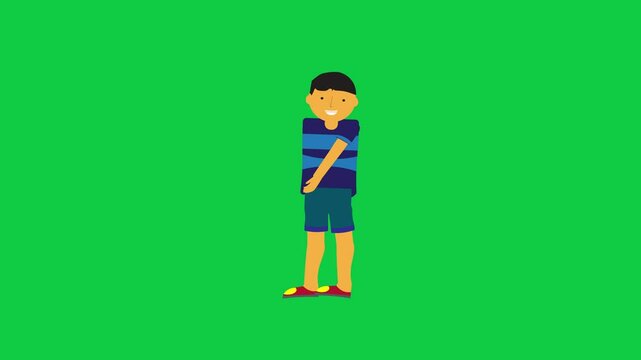 Animated talking character and hand moving animation. Character animation in green screen background.