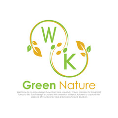 initial monogram logo for Green nature With circle shape creative design.