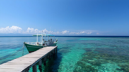 Obraz premium Tropical Island Pier With Boat