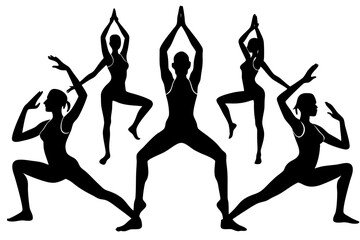 Minimalist line art yoga illustration featuring graceful poses and meditative figures. Perfect for wellness branding, yoga studio logos, meditation guides, health and fitness content, spiritual artwor