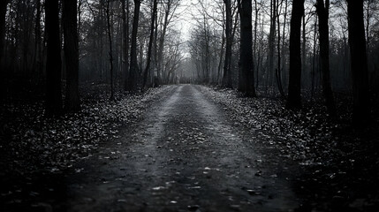 Fototapeta premium Dark Forest Path At Twilight