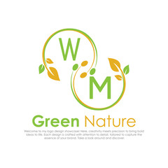 initial monogram logo for Green nature With circle shape creative design.