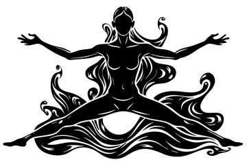 Minimalist line art yoga illustration featuring graceful poses and meditative figures. Perfect for wellness branding, yoga studio logos, meditation guides, health and fitness content, spiritual artwor