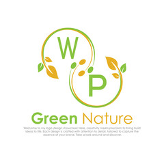 initial monogram logo for Green nature With circle shape creative design.