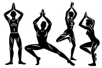 Minimalist line art yoga illustration featuring graceful poses and meditative figures. Perfect for wellness branding, yoga studio logos, meditation guides, health and fitness content, spiritual artwor