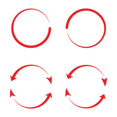Red Circular Arrows Icon Set - Recycle & Loop Symbols for Graphic Design