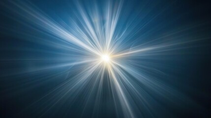 Bright light rays burst, dark blue background, abstract energy concept, website banner