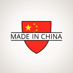 Made in China - coat of arms with Chinese flag