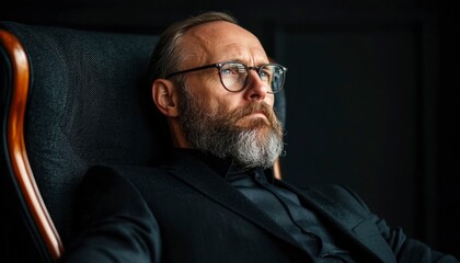 Obraz premium Serious man in a chair