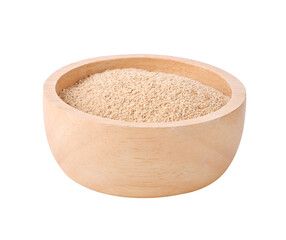 Ground Roasted Rice in wooden bowl on transparent png