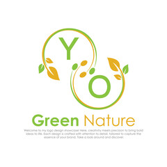 initial monogram logo for Green nature With circle shape creative design.