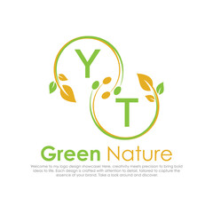 initial monogram logo for Green nature With circle shape creative design.